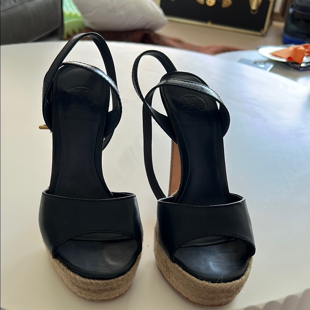Tory Burch Navy Blue  Leather Women's heels